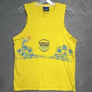 Samuel Adams Summer Ale Tank Top Men's Size Large‎ Yellow Beach Dolphin Beer